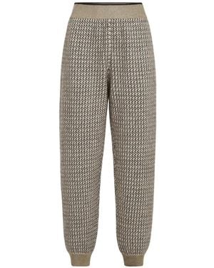 Brunello Cucinelli Mohair, Virgin Wool And Cashmere Sparklin Ghoundstooth Knit Track Pants - Gray