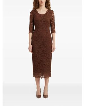 SUTTON NEW YORK Lace Three-Quarter Sleeve Midi Dress - Brown