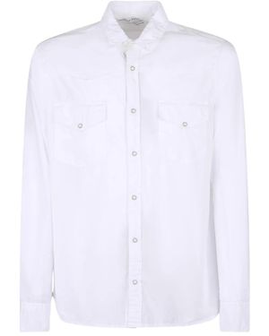 Original Vintage Style Chemise Boutonnée À Poches Poitrine - Blanc