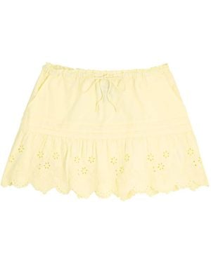 Damson Madder Gabriette Drawstring Eyelet Mini Skirt - Natural