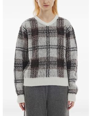 Rest&Recreation Check-Pattern Hairy Jumper - Grey