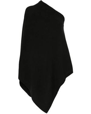 SERGIO MORETTI FIRENZE One-Shoulder Asymmetric-Hem Poncho - Black