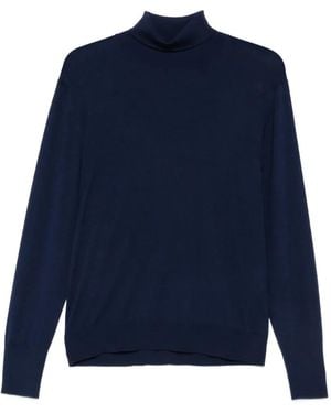Eleventy Roll-Neck Wool Sweater - Blue