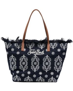 MC2 Saint Barth City Regular Bag Fabric With Fringes - Blue