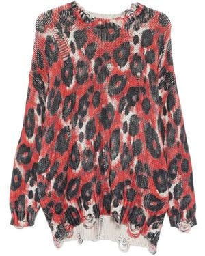 R13 Übergroßer Pullover mit -Print - Rot