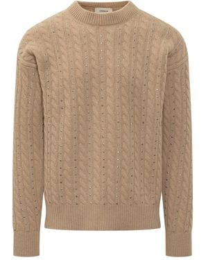 A PAPER KID Cable-Knit Jumper - Natural