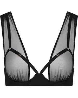 Scandale Nuit Fauve Mesh-Panel Bra - Black