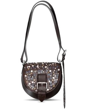 Dries Van Noten Embellished Buckle Messenger Bag - White