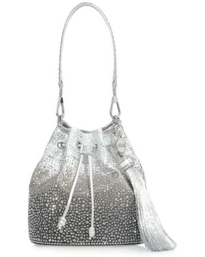 Judith Leiber Piper Crystal-Embellished Bucket Bag - White