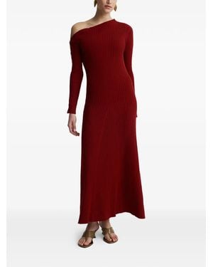 noah one shoulder maxi dress One Shoulder Asymmetric Mesh Maxi Dress Dark Garnet / XS