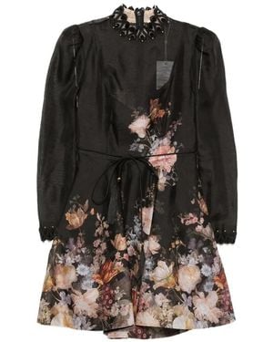 Zimmermann Valiant Floral-Print Mini Dress - Black