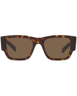 Prada Lunettes De Soleil Carrées À Effet Écailles De Tortue - Marron