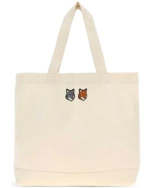 Maison Kitsuné Double Fox Head Tote Bag - Natural