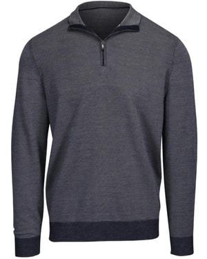 Colombo Quarter-Zip Marl-Effect Sweater - Blue