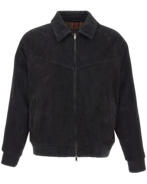 Volfagli Pantheon Buccio Suede Bomber Jacket - Blue