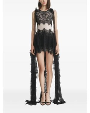 2310 STUDIO Lace-Panelled High-Low Mini Dress - Black