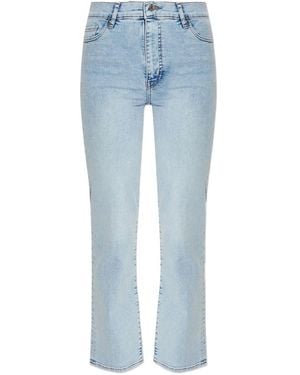 FRAME Buttoned Straight-Leg Jeans - Blue