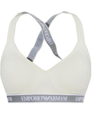Emporio Armani Logo-Tape Crossover Bras - White