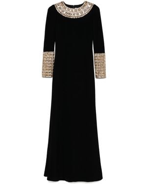 Dina Melwani Crystal-Embellished Gown - Black