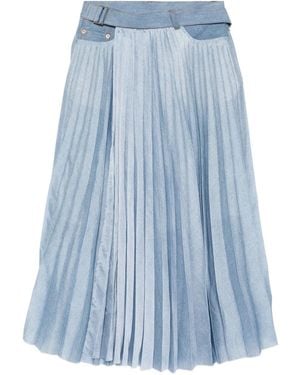 【sacai】ブルー レイヤード デニム ミディアムスカート sacaiサカイ☆ブルー レイヤード デニム ミディアムスカート