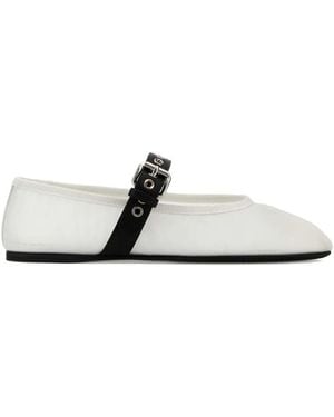 Miu Miu Buckle-Strap Ballet Flats - White