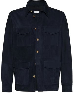 Brunello Cucinelli Unlined Safari Jacket - Blue