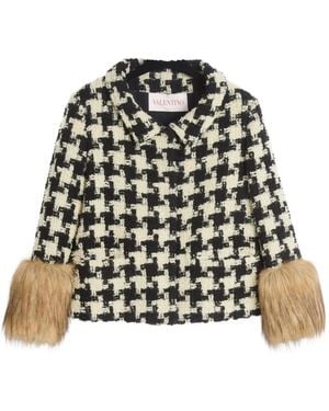 Valentino Garavani Houndstooth Tweed Jacket - Black