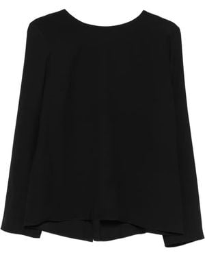 P.A.R.O.S.H. Long-Sleeve Boat-Neck Blouse - Black