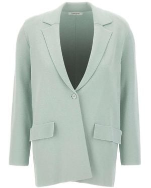 Kangra Single-Breasted Milano-Stitch Blazer - Green