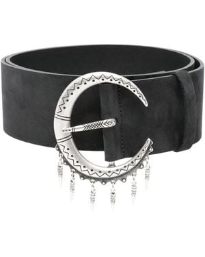 Ba&sh Bruna Crescent-Moon-Detail Belt - Black