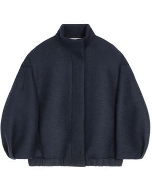 Dries Van Noten Balloon-Sleeve High-Neck Jacket - Blue