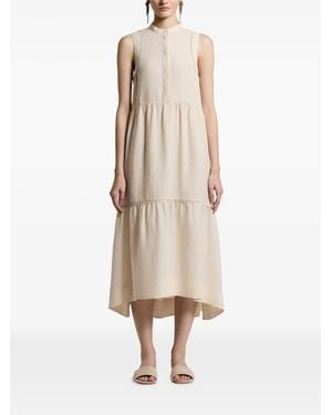 Peserico Tiered Sleeveless Asymmetric Dress - Natural