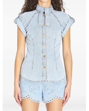 Zimmermann Denim Tie Neck Shirt - Blue