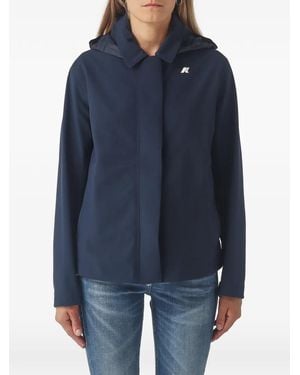 K-Way Hooded Logo-Print Jacket - Blue