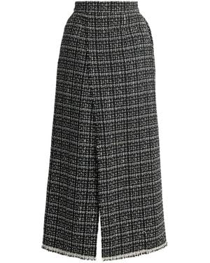 Erdem Tweed Frayed-Edge Skirt - Grey