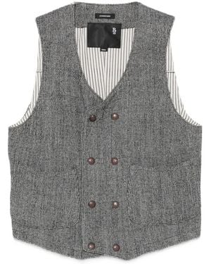 R13 Check Double-Breasted Waistcoat - Grey