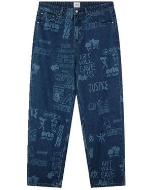 Arte' Graffiti-Print Jeans - Blue