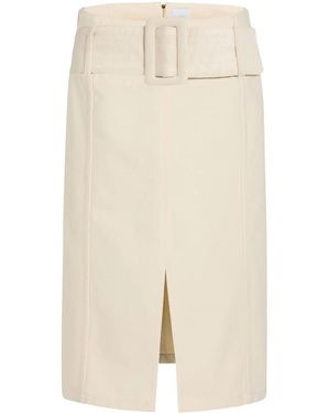Patou Belted Denim Midi Skirt - Natural