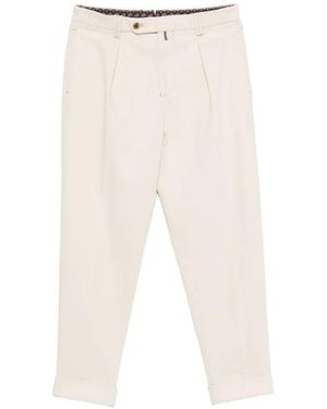 Berwich Pleated-Front Turn-Up Trousers - White