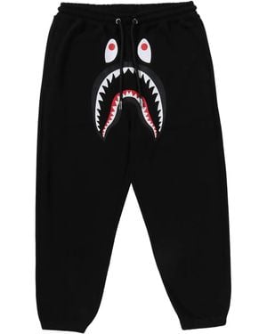 A Bathing Ape Shark-Head Drawstring Track Trousers - Black