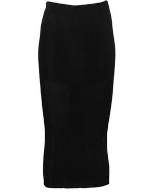 Alberta Ferretti Ribbed-Knit Midi Skirt - Black