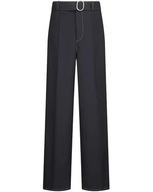 Jil Sander コントラストステッチ ベルテッドパンツ - ブルー