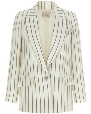 Peserico Pinstriped Single-Breasted Blazer - White