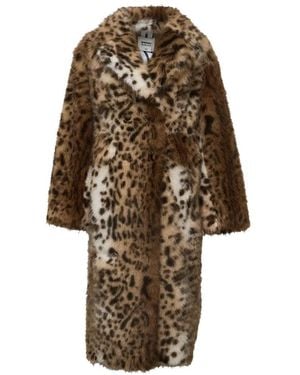 S.W.O.R.D Faux Fur Leopard-Print Double-Breasted Coat - Natural