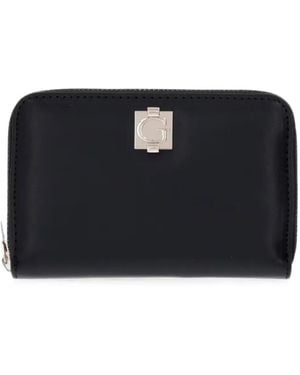 Guess Logo-Plaque Zip-Around Wallet - Black