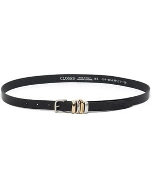 Closed Leather Belt - White