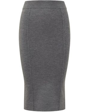 Pinko Degustazione Wool-Blend Midi Skir And Fitted - Grey