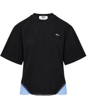 MSGM Logo-Embroidered Layered T-Shirt - Black