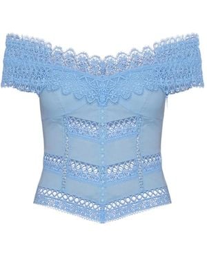 Charo Ruiz Lace-Trim Off-The-Shoulder Top - Blue