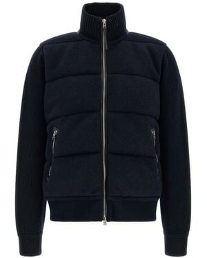 Tom Ford Quilted Ribbed-Knit Jacket - Blue